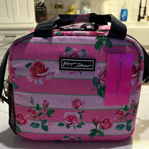 Betsey Johnson Pink Rose Lunch Bag - Picture 2 of 11
